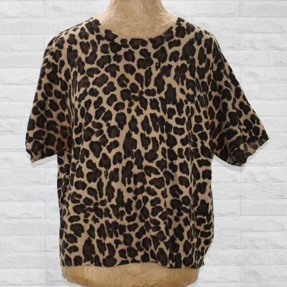VINTAGE AUGUST MAX Sweater Leopard Print Lambswool Angora Plus Size Brown 1X - Picture 1 of 11